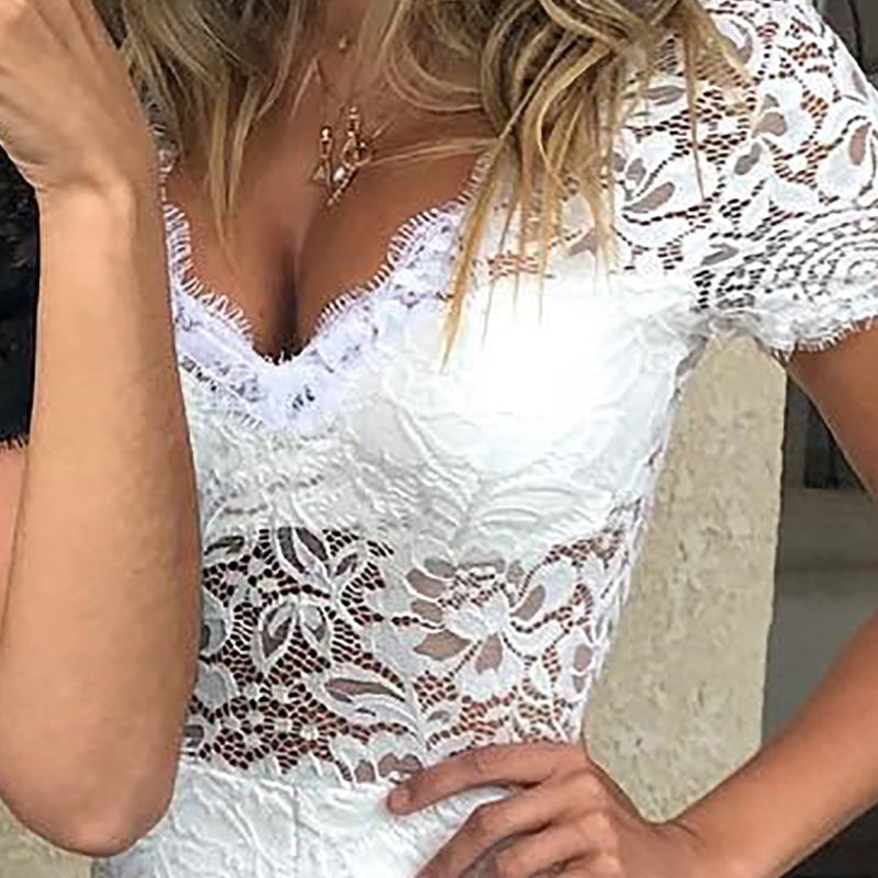 Romantisk blonde-romper til kvinder, elegant, blød, komfortabel, sort, hvid, sommerstil