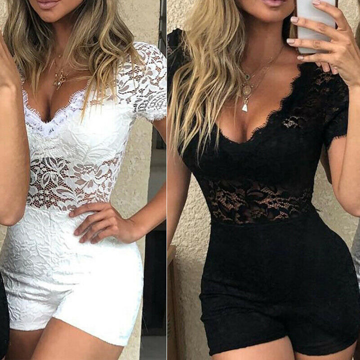 Romantisk blonde-romper til kvinder, elegant, blød, komfortabel, sort, hvid, sommerstil