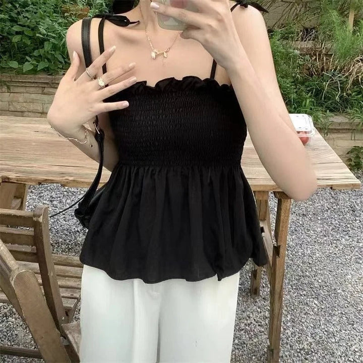 Dame Cropped Top med Plisseret Detalje og Halterneck, trendy halterneck, blødt stof, sommerstil, kort top
