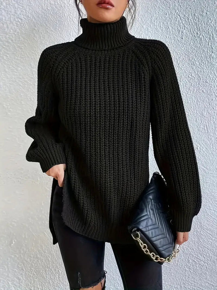 Dame premium turtleneck strik, blød og alsidig, tidløst design til efterår og vinter.