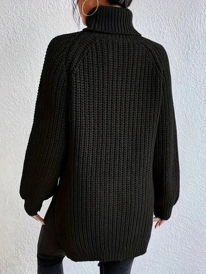 Dame premium turtleneck strik, blød og alsidig, tidløst design til efterår og vinter.