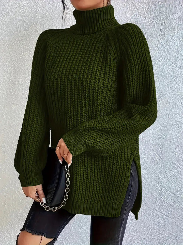 Dame premium turtleneck strik, blød og alsidig, tidløst design til efterår og vinter.