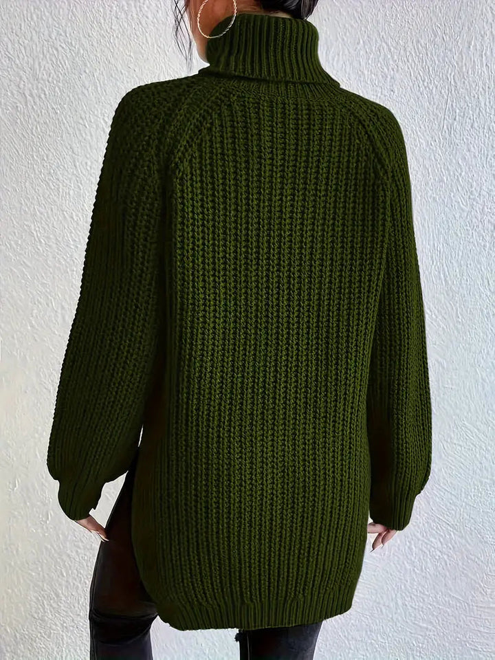 Dame premium turtleneck strik, blød og alsidig, tidløst design til efterår og vinter.