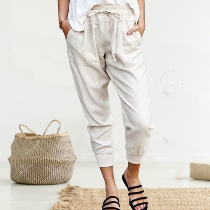 Dame afslappede shorts med linnedlook, let materiale, ensfarvet, alsidigt design, perfekt til fritidsstil.