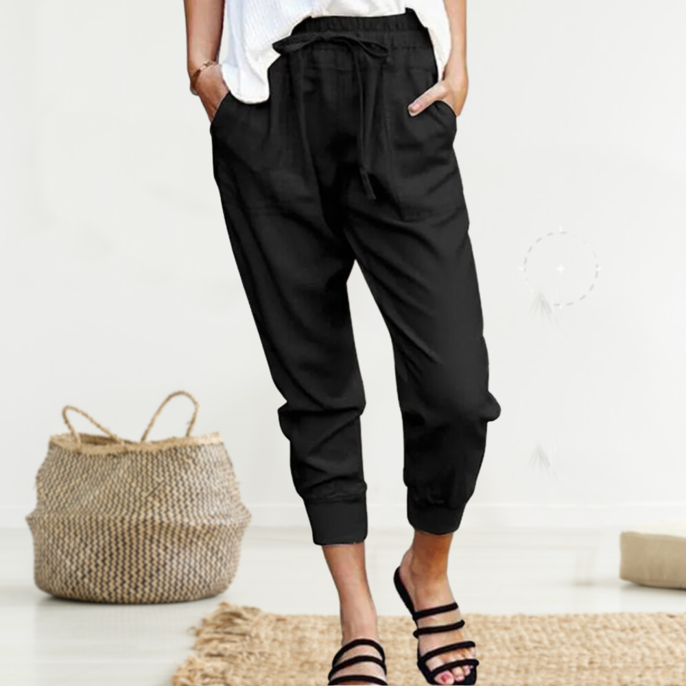 Dame afslappede shorts med linnedlook, let materiale, ensfarvet, alsidigt design, perfekt til fritidsstil.