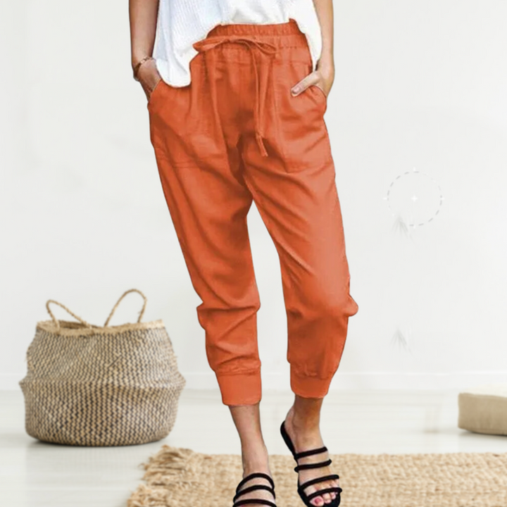 Dame afslappede shorts med linnedlook, let materiale, ensfarvet, alsidigt design, perfekt til fritidsstil.