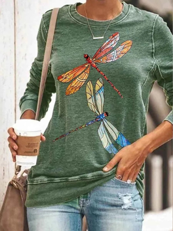 Dame Afslappet Sweater med moderne print og klare farver
