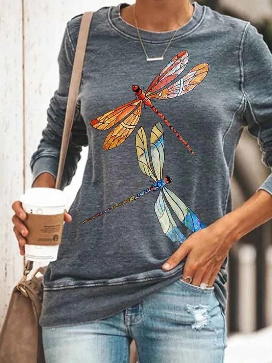 Dame Afslappet Sweater med moderne print og klare farver