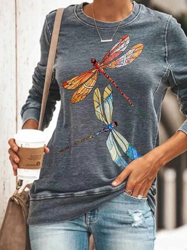 Dame Afslappet Sweater med moderne print og klare farver
