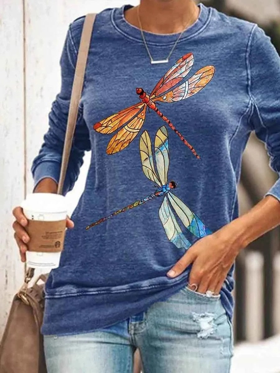Dame Afslappet Sweater med moderne print og klare farver