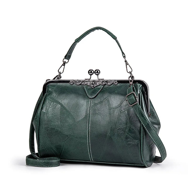 Dame retro håndtaske, elegant design, kunstlæder, stilfuld finish, tidløs og rummelig.