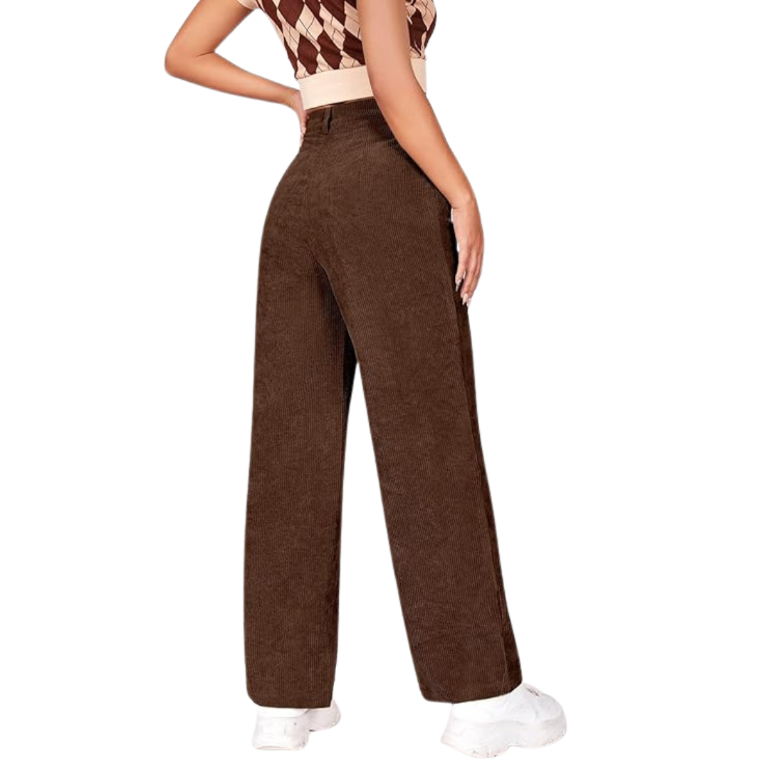 Dame retro bukser, vintage stil, multifarvet; naturlig talje, praktiske lommer.