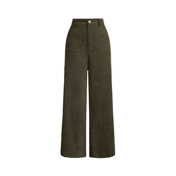 Dame retro bukser, vintage stil, multifarvet; naturlig talje, praktiske lommer.