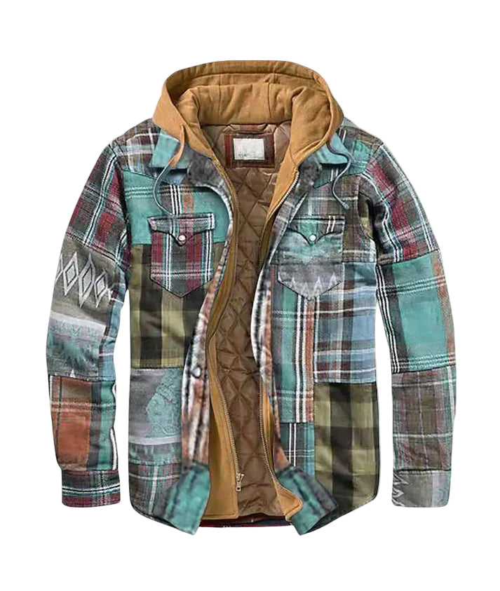 "Naisten ruudullinen talvitakki hupulla, klassinen karomikuvio, lämmin rakenne, täydellinen kylmiin talvipäiviin."