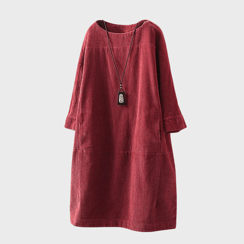 Elegant dame vintage midikjole i blød, luksuriøs kvalitet. Tidløs stil, perfekt til enhver lejlighed.