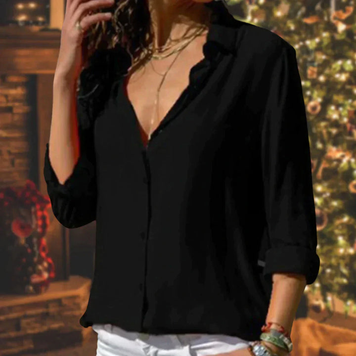 Dame satin bluse med elegant snit, flerfarvet, elegant design, feminin look, til fest eller hverdag.