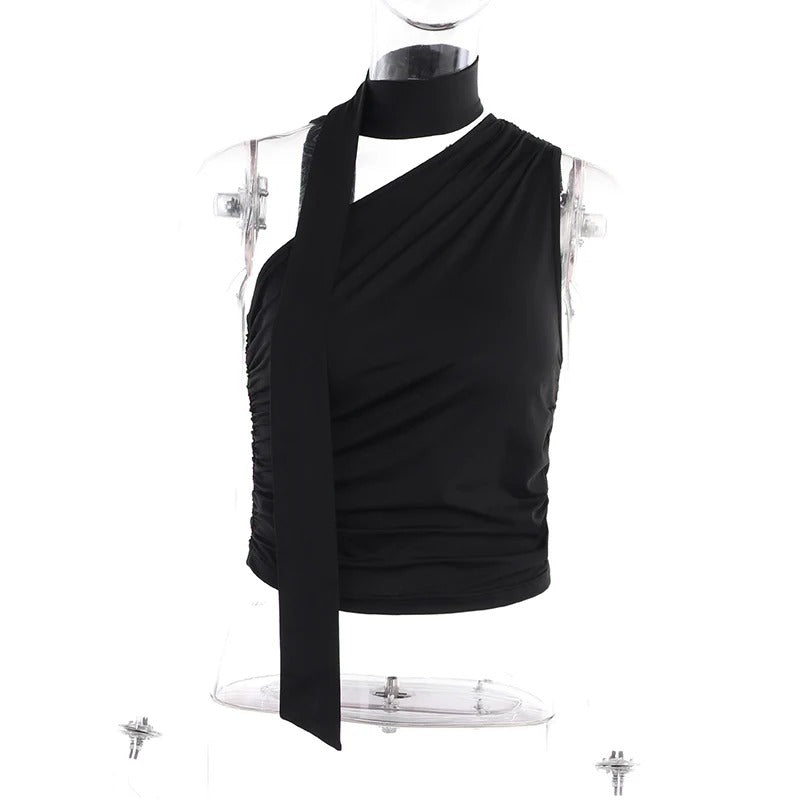 Dame Halterneck Croptop med Åben Ryg og Off-Shoulder, retro-stil, sommer top afslører skuldre og ryg.