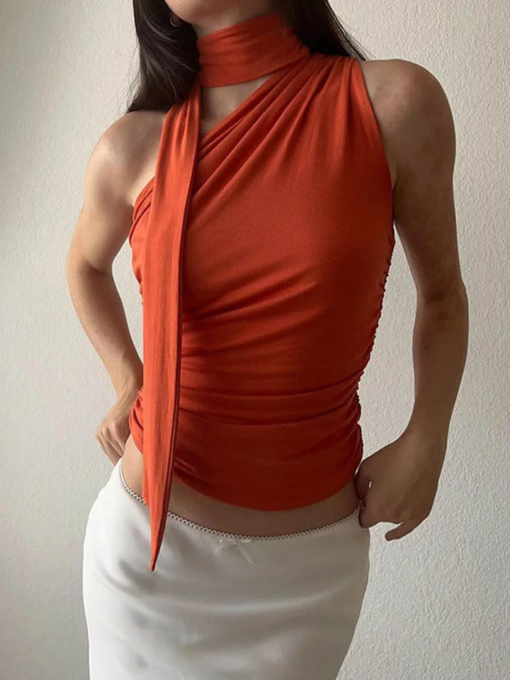 Dame Halterneck Croptop med Åben Ryg og Off-Shoulder, retro-stil, sommer top afslører skuldre og ryg.
