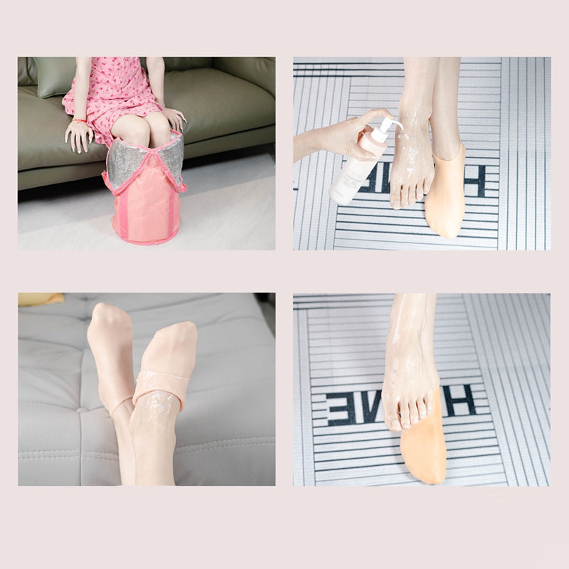 Kvinde silikonesokker med fugtgivende gel, lyserød, blød og fleksibel til spa-pedicure til hjemmebrug.