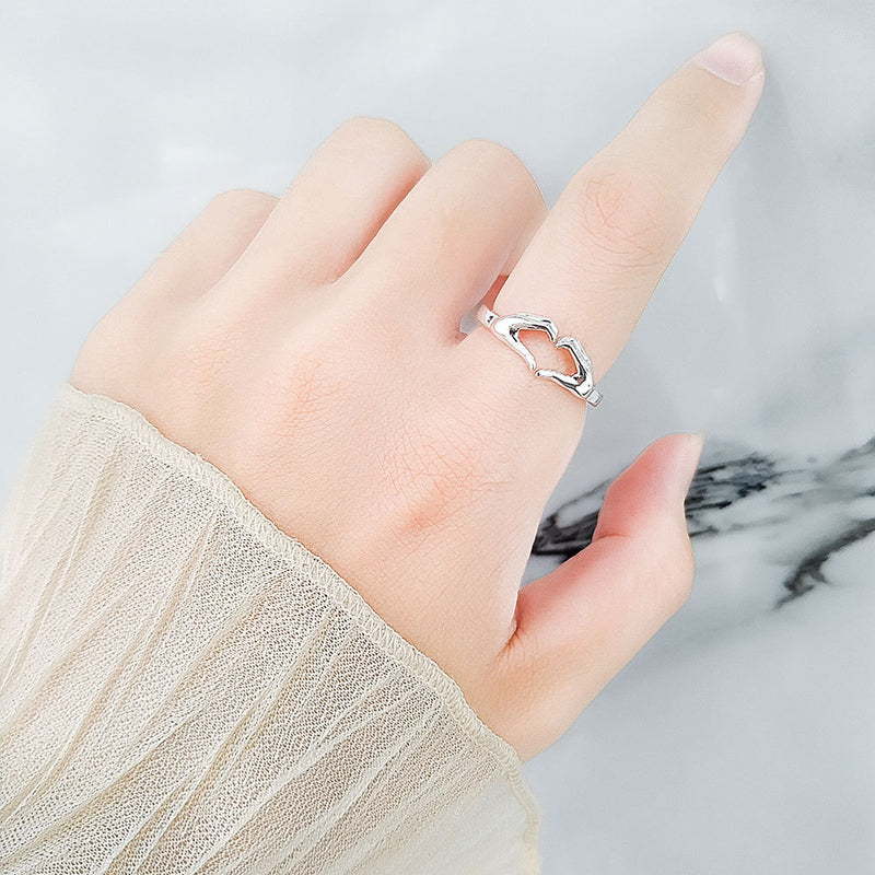 Dame hjerte ring i kobber og guld, hjerteformet, stilfuldt og elegant smykke perfekt som gave.