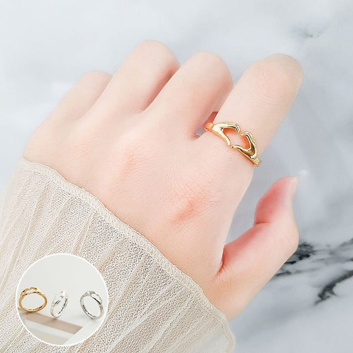 Dame hjerte ring i kobber og guld, hjerteformet, stilfuldt og elegant smykke perfekt som gave.