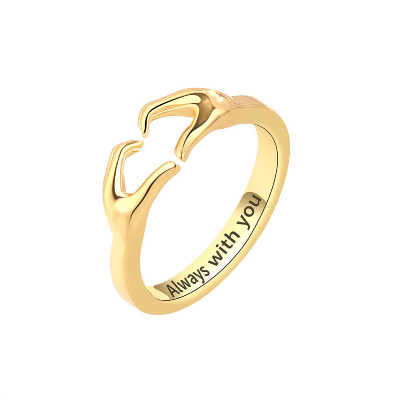 Dame hjerte ring i kobber og guld, hjerteformet, stilfuldt og elegant smykke perfekt som gave.