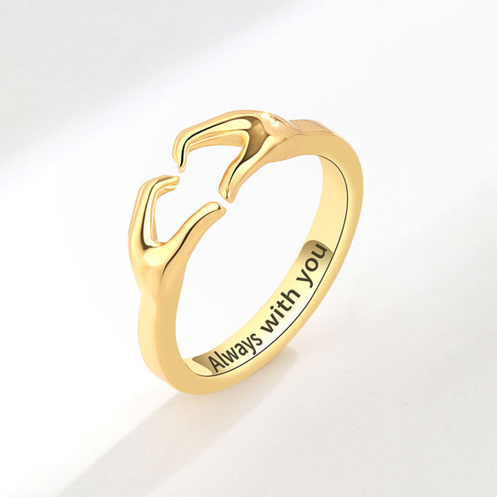 Dame hjerte ring i kobber og guld, hjerteformet, stilfuldt og elegant smykke perfekt som gave.