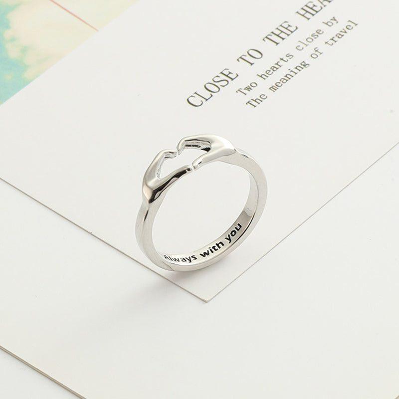 Dame hjerte ring i kobber og guld, hjerteformet, stilfuldt og elegant smykke perfekt som gave.