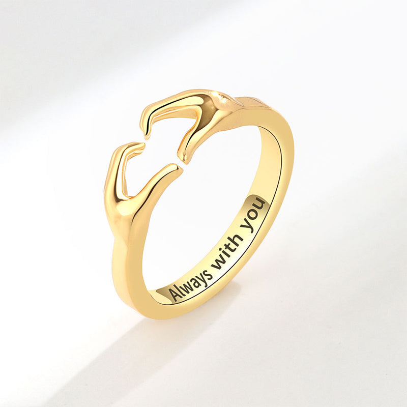 Dame hjerte ring i kobber og guld, hjerteformet, stilfuldt og elegant smykke perfekt som gave.