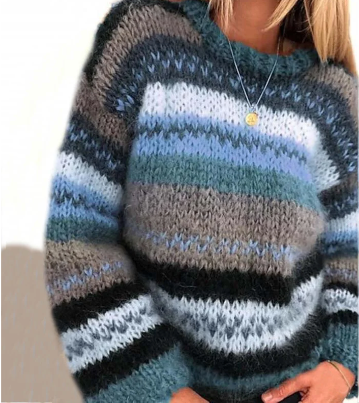 Dame sweater trendy blå, perfekt til kølige dage