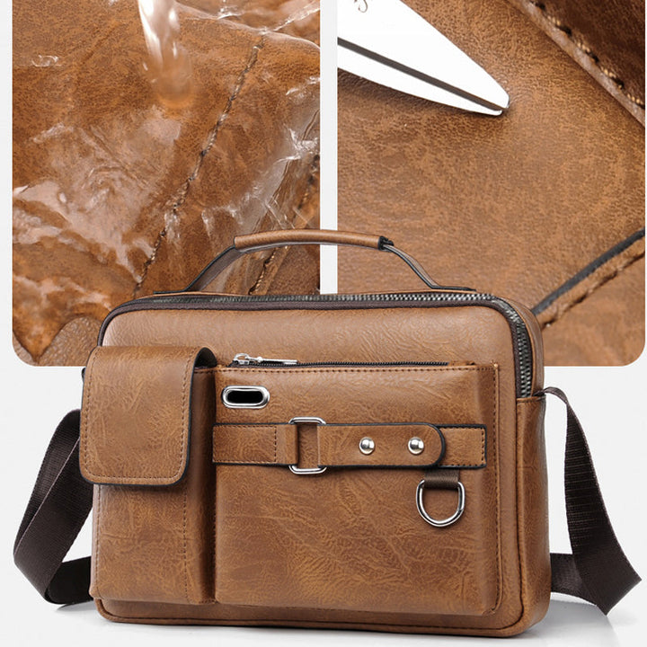 Dame elegant skuldertaske i PU-læder, med flere rum, i sort eller brun, justerbar rem, moderne design.