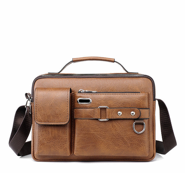 Dame elegant skuldertaske i PU-læder, med flere rum, i sort eller brun, justerbar rem, moderne design.