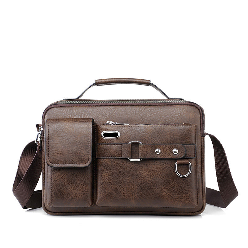Dame elegant skuldertaske i PU-læder, med flere rum, i sort eller brun, justerbar rem, moderne design.