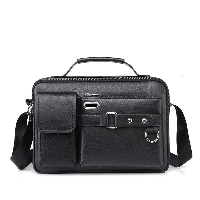 Dame elegant skuldertaske i PU-læder, med flere rum, i sort eller brun, justerbar rem, moderne design.