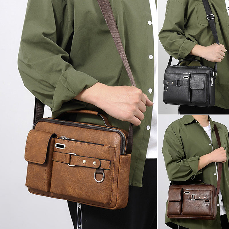 Dame elegant skuldertaske i PU-læder, med flere rum, i sort eller brun, justerbar rem, moderne design.