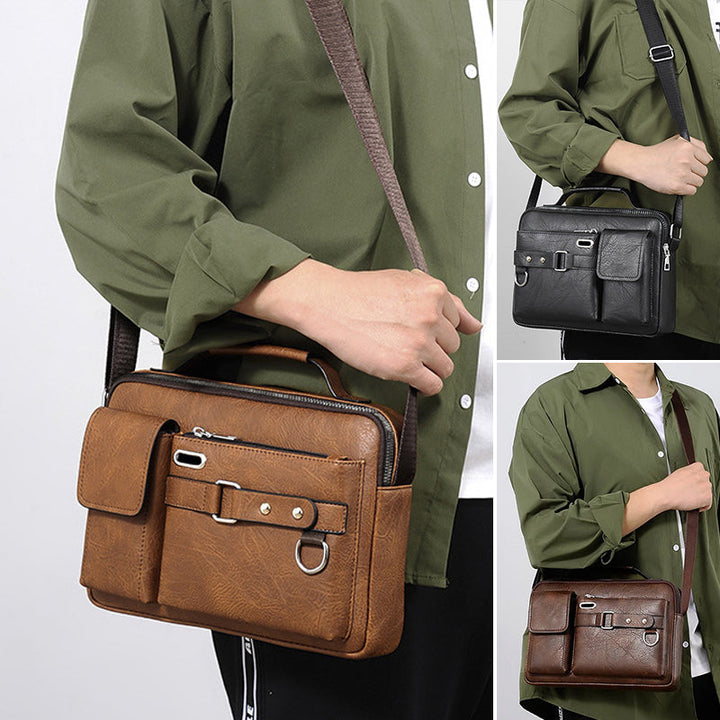 Dame elegant skuldertaske i PU-læder, med flere rum, i sort eller brun, justerbar rem, moderne design.