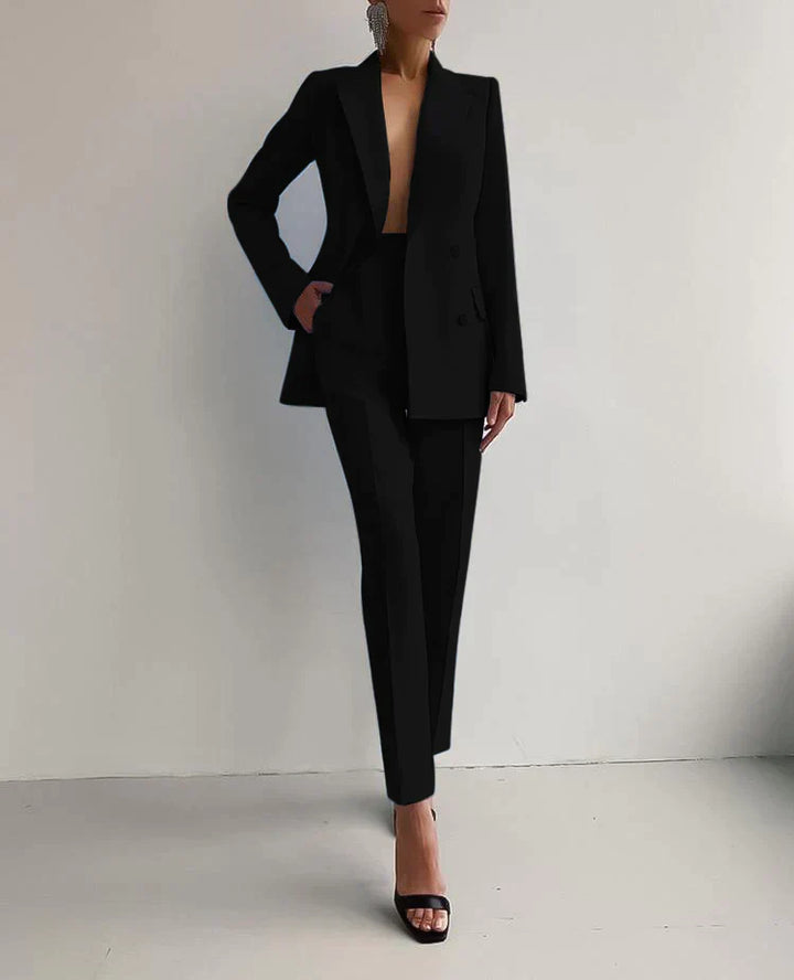 Dame elegant blazer og buksedragt sæt med et afslappet og elegant look.