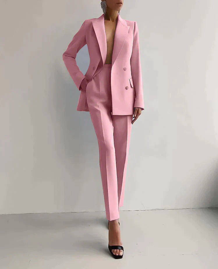 Dame elegant blazer og buksedragt sæt med et afslappet og elegant look.