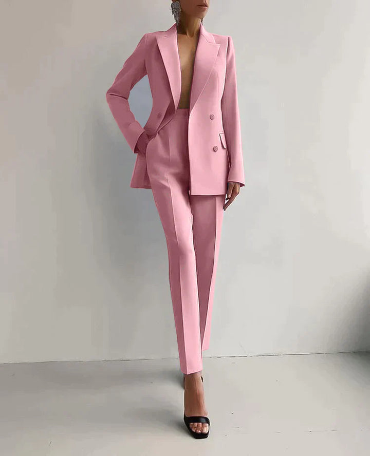 Dame elegant blazer og buksedragt sæt med et afslappet og elegant look.