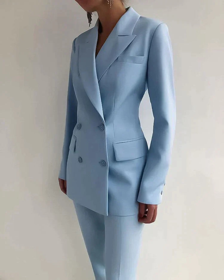 Dame elegant blazer og buksedragt sæt med et afslappet og elegant look.