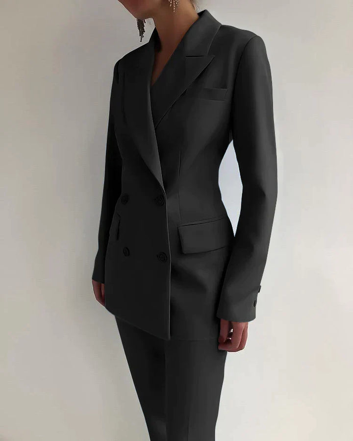Dame elegant blazer og buksedragt sæt med et afslappet og elegant look.