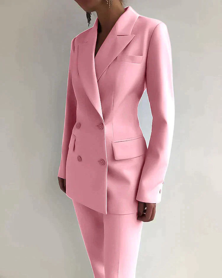 Dame elegant blazer og buksedragt sæt med et afslappet og elegant look.