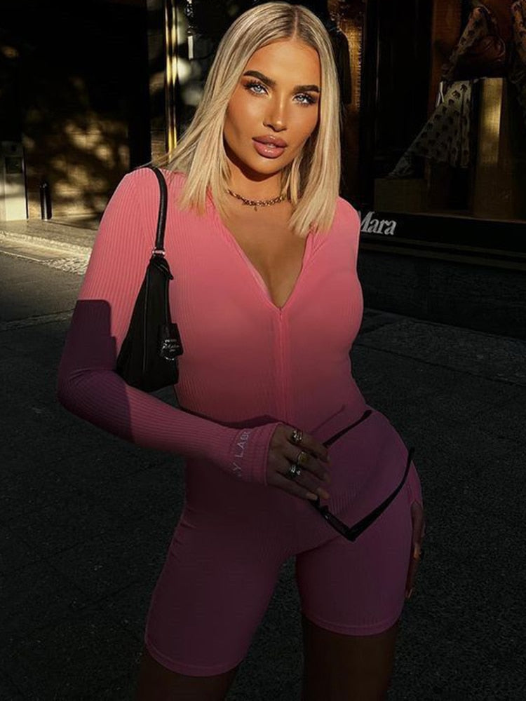 Dame elegant bodycon jumpsuit, fremhæver former og passer til fest, fås i mange farver og ærmelængder.