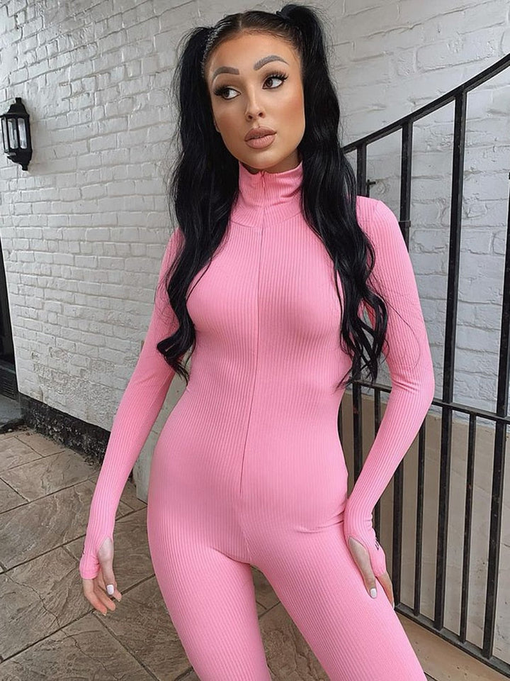 Dame elegant bodycon jumpsuit, fremhæver former og passer til fest, fås i mange farver og ærmelængder.