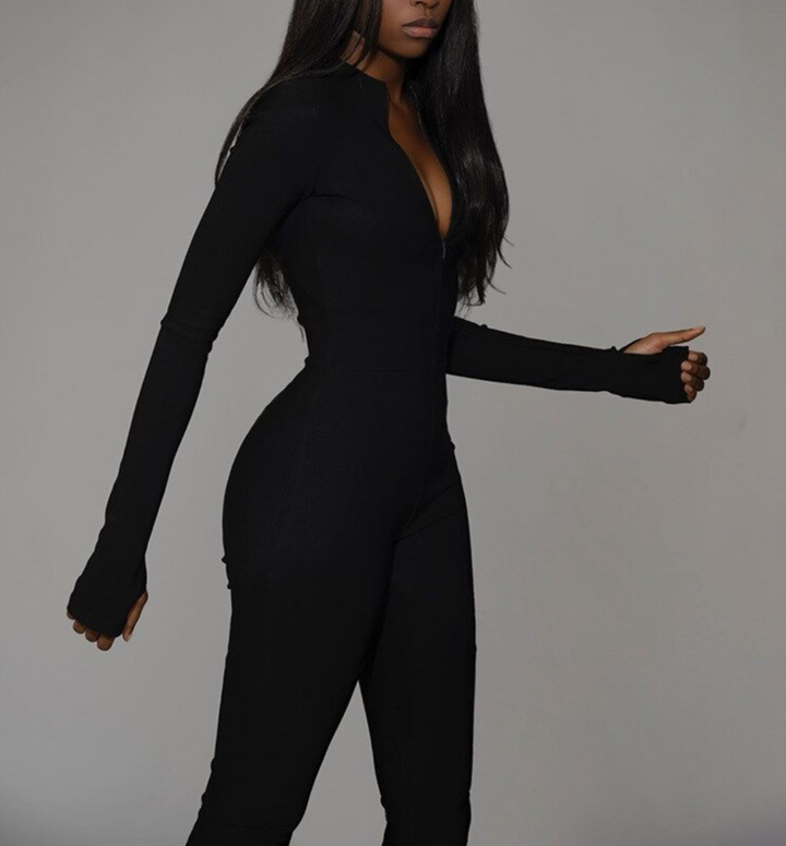 Dame elegant bodycon jumpsuit, fremhæver former og passer til fest, fås i mange farver og ærmelængder.