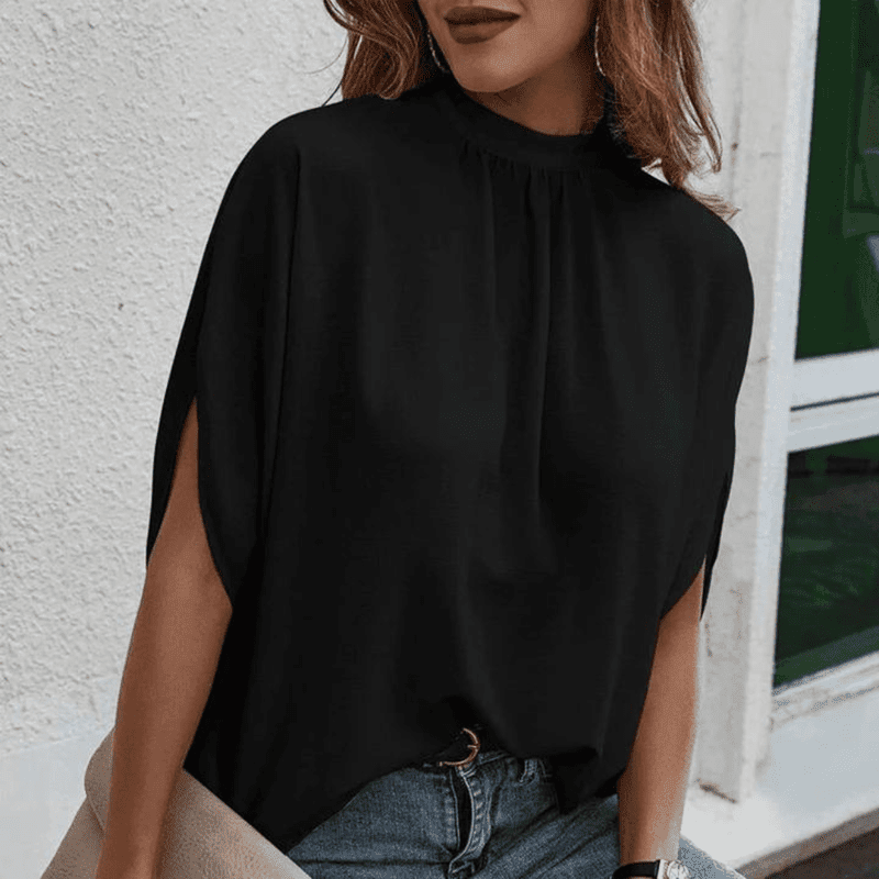 Dame elegant chiffonbluse med 3/4 ærmer, let og luftig, elegant snit, perfekt til hverdag og fest.