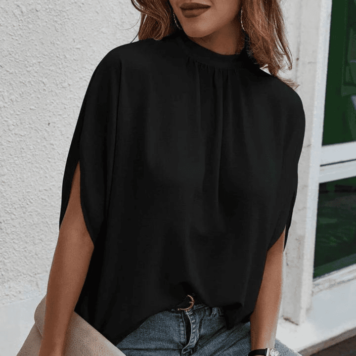 Dame elegant chiffonbluse med 3/4 ærmer, let og luftig, elegant snit, perfekt til hverdag og fest.
