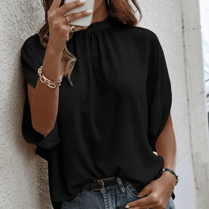 Dame elegant chiffonbluse med 3/4 ærmer, let og luftig, elegant snit, perfekt til hverdag og fest.