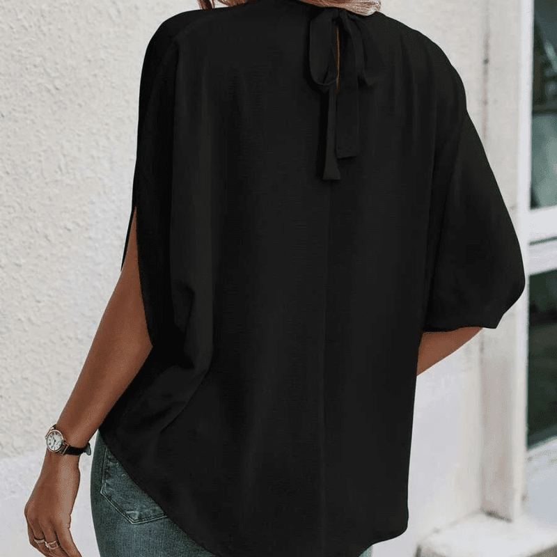 Dame elegant chiffonbluse med 3/4 ærmer, let og luftig, elegant snit, perfekt til hverdag og fest.