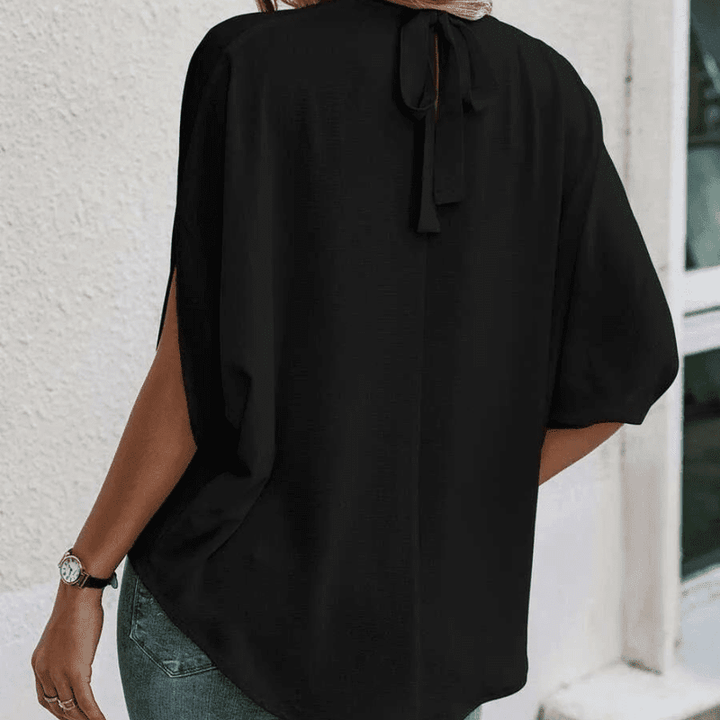Dame elegant chiffonbluse med 3/4 ærmer, let og luftig, elegant snit, perfekt til hverdag og fest.